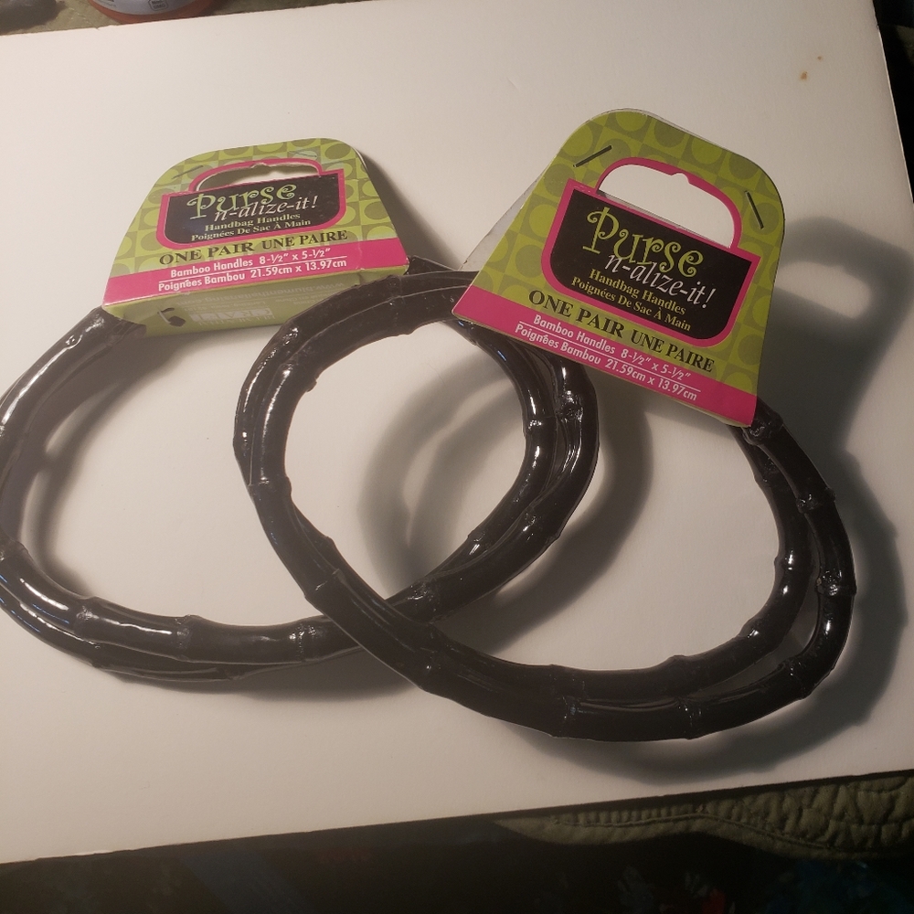 HAND CRAFTED Black Bamboo Oval Purse Handles